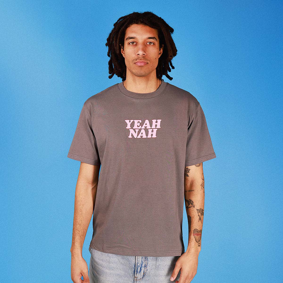Yeah Nah Slang Tee in Charcoal