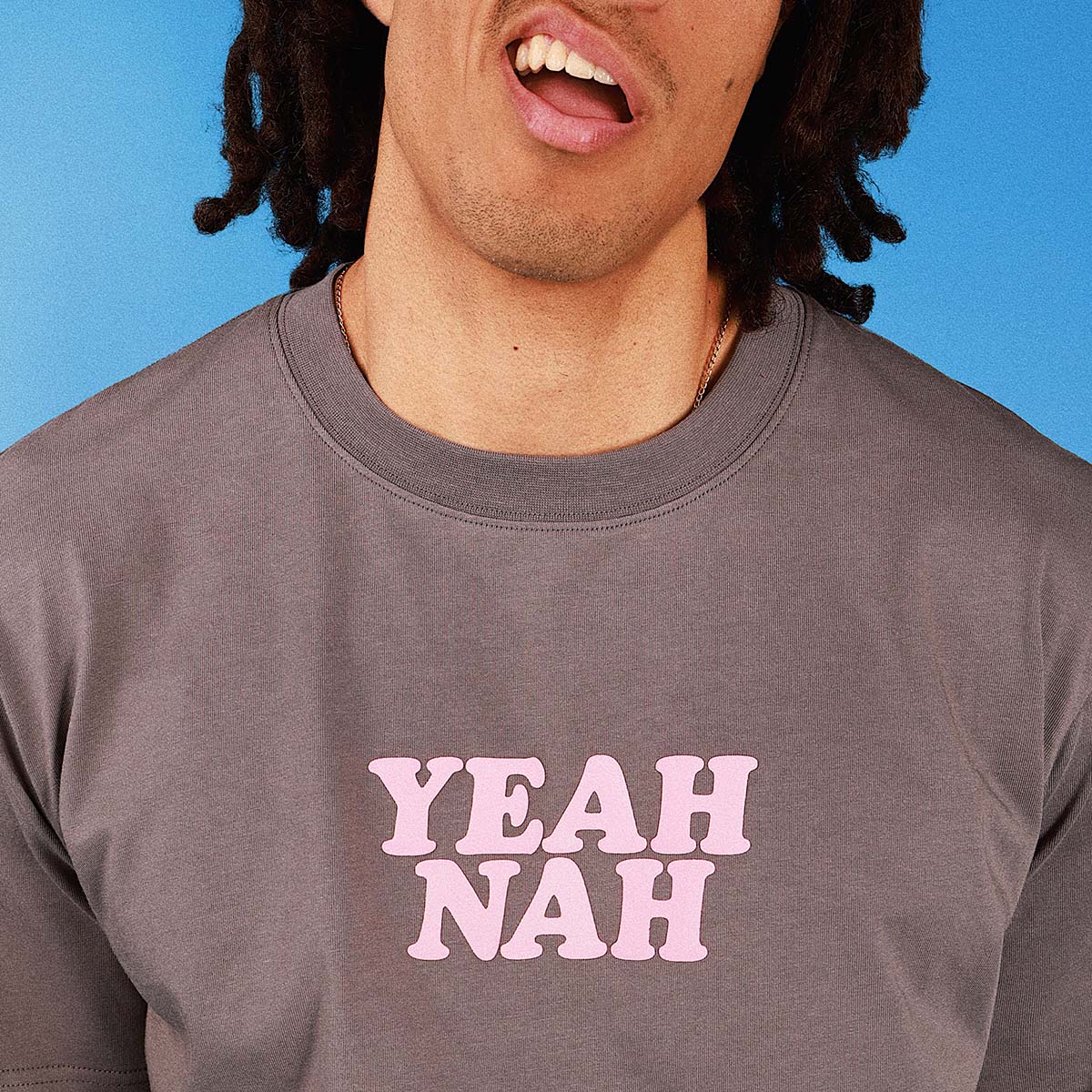 Yeah Nah Slang Tee in Charcoal
