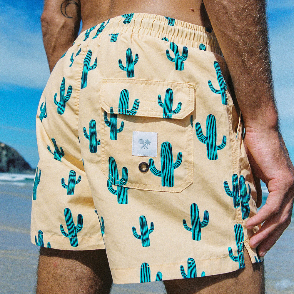 Cactus Jack Mens Swim Shorts in Yellow