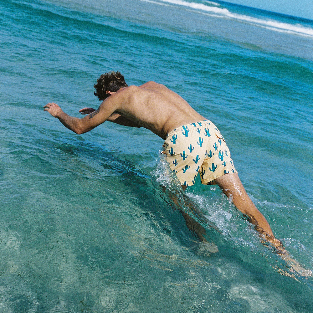 Cactus Jack Mens Swim Shorts in Yellow