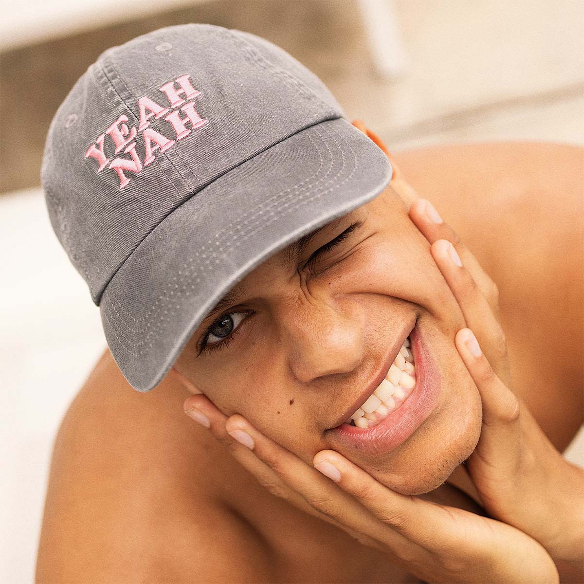 Yeah Nah Cotton Cap in Charcoal