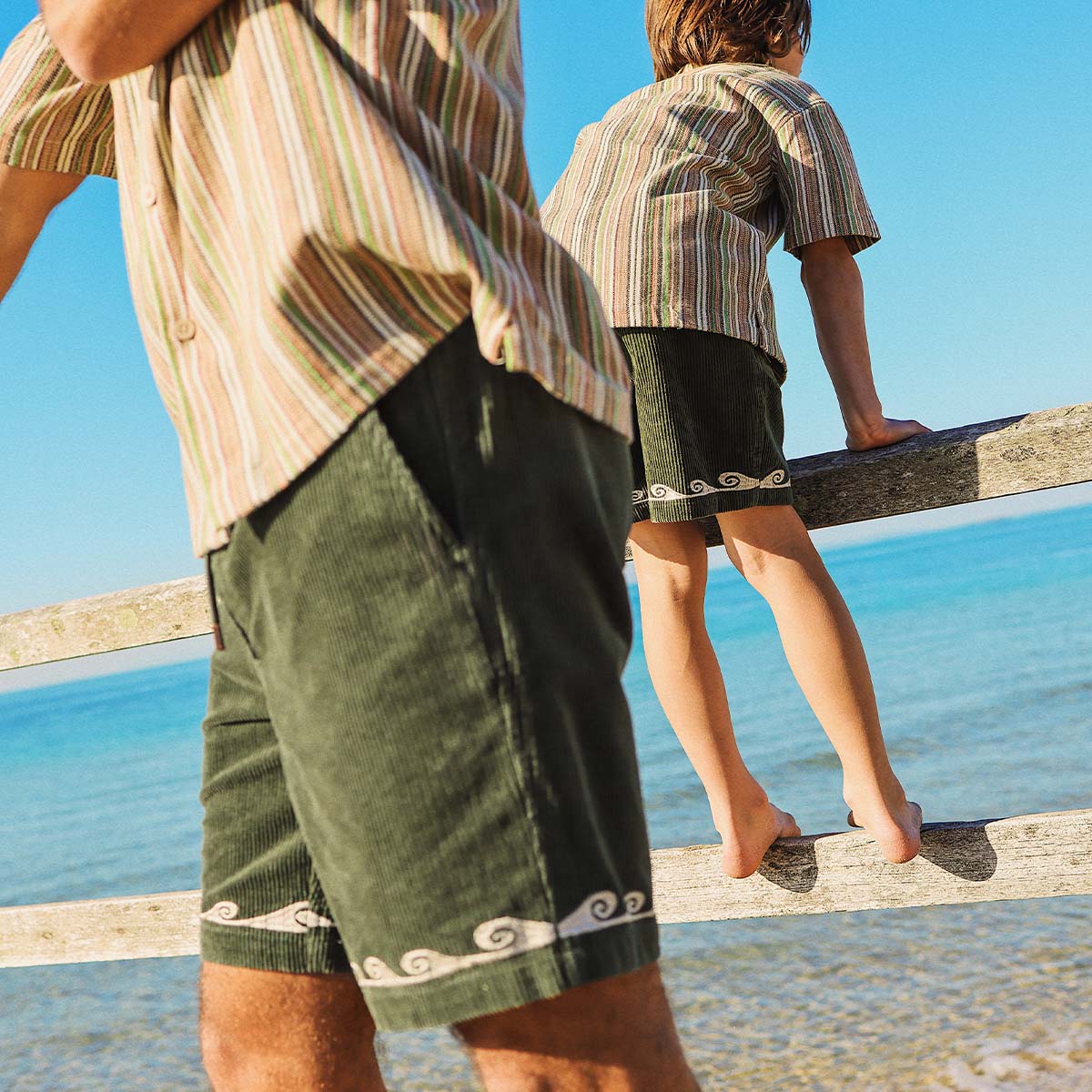 Boys Cord Shorts in Olive
