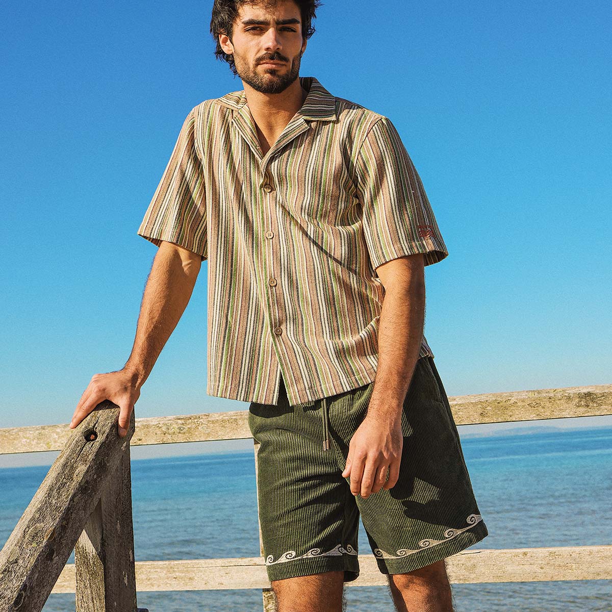 Cord Shorts in Olive