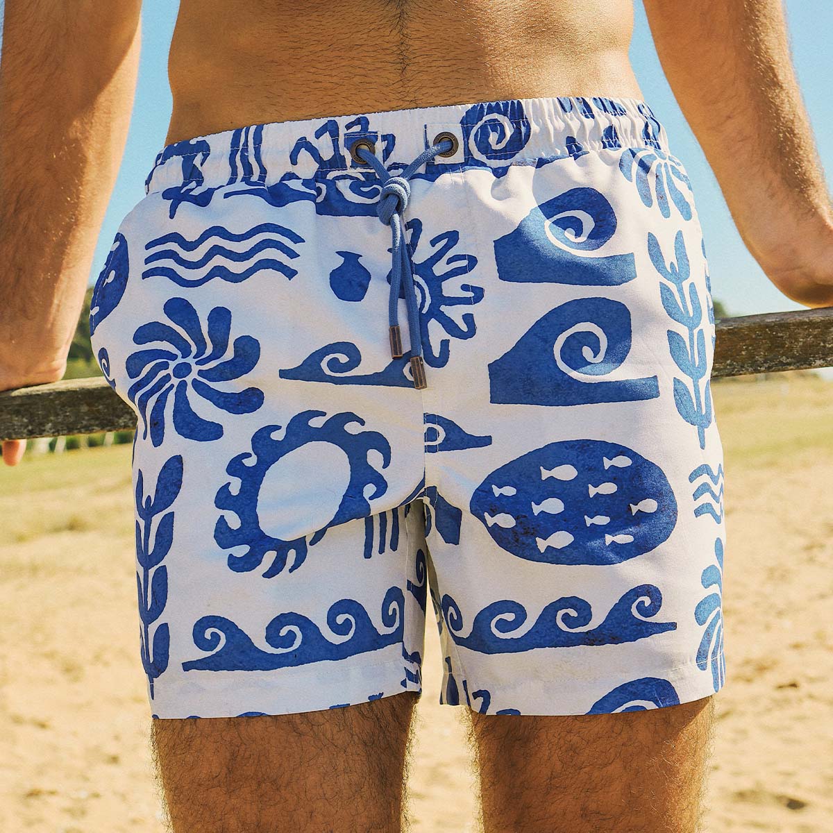 Greek Yoghurt Mens Swim Shorts in White
