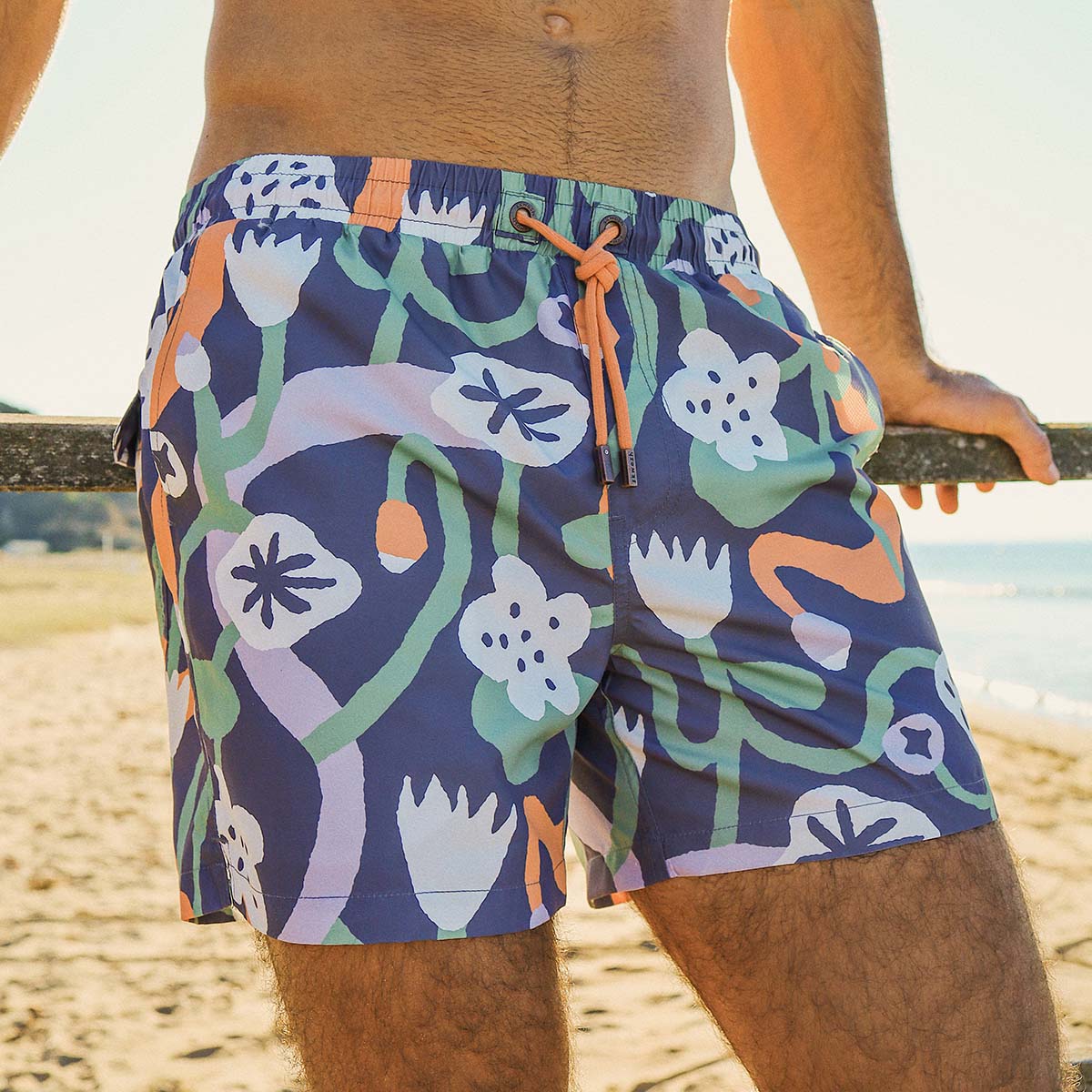 Nan's Backyard Mens Swim Shorts in Navy