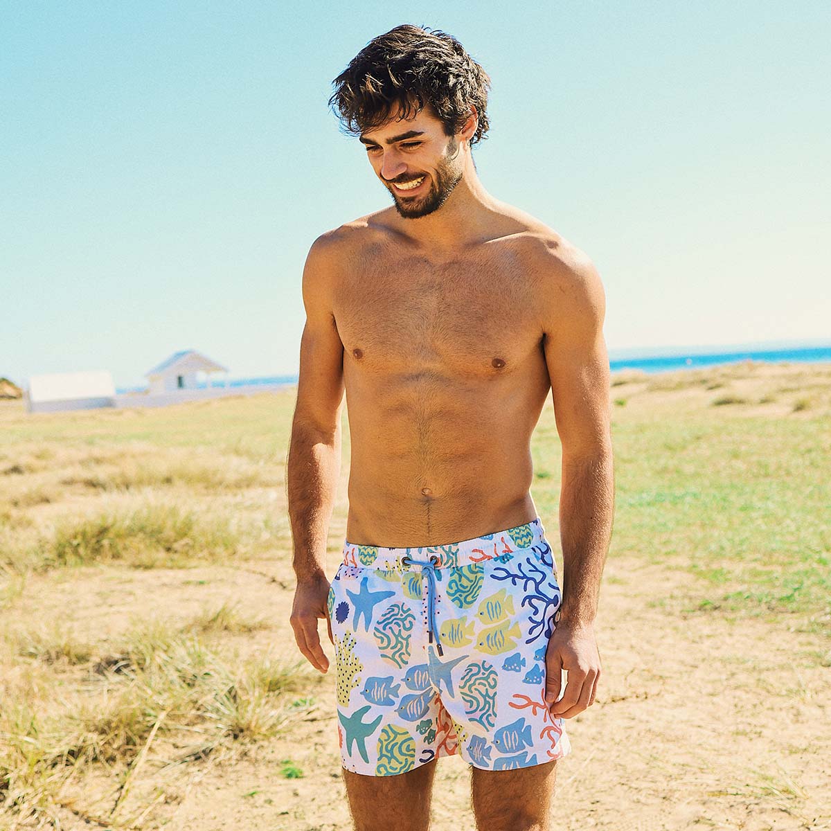 Reef Ruckus Mens Swim Shorts in White