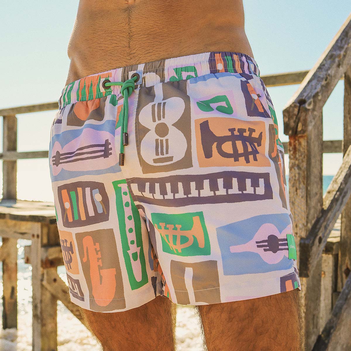 Samba Mens Swim Shorts in Stone