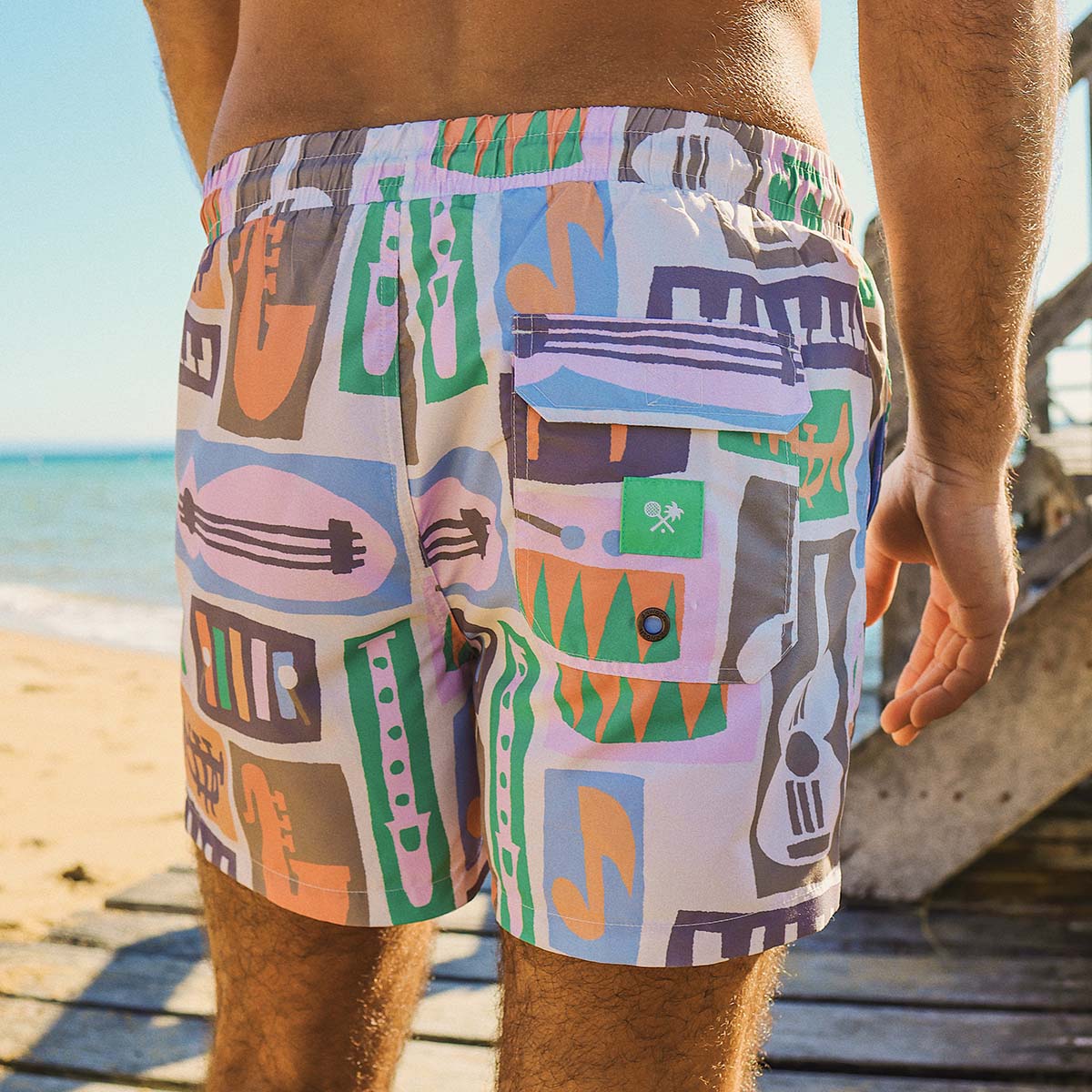 Samba Mens Swim Shorts in Stone
