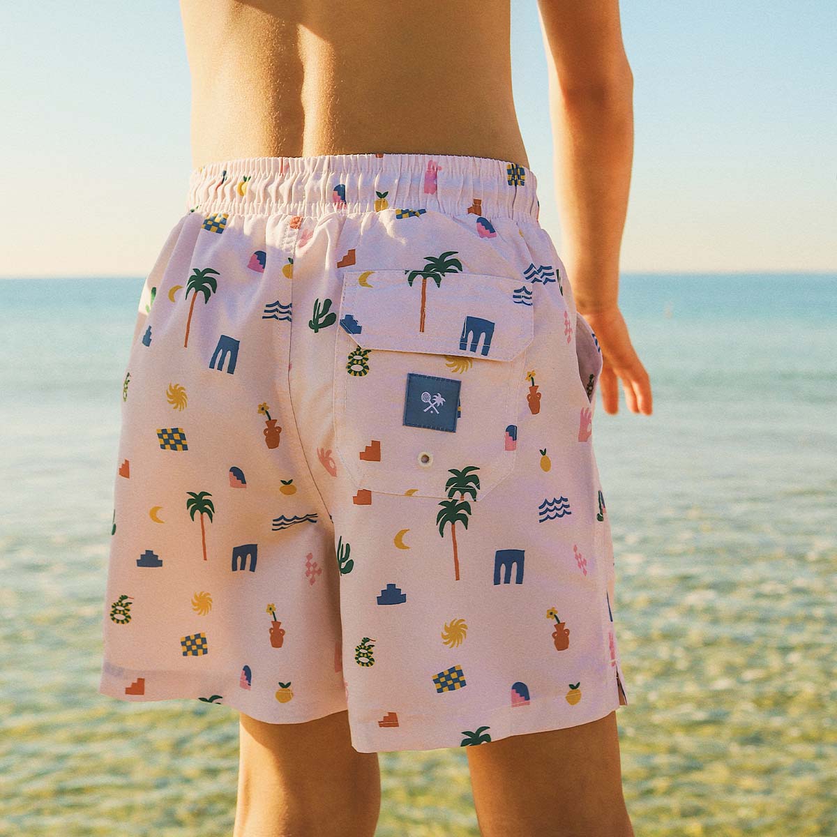 Zesty Zorba Boys Swim Shorts in Ecru