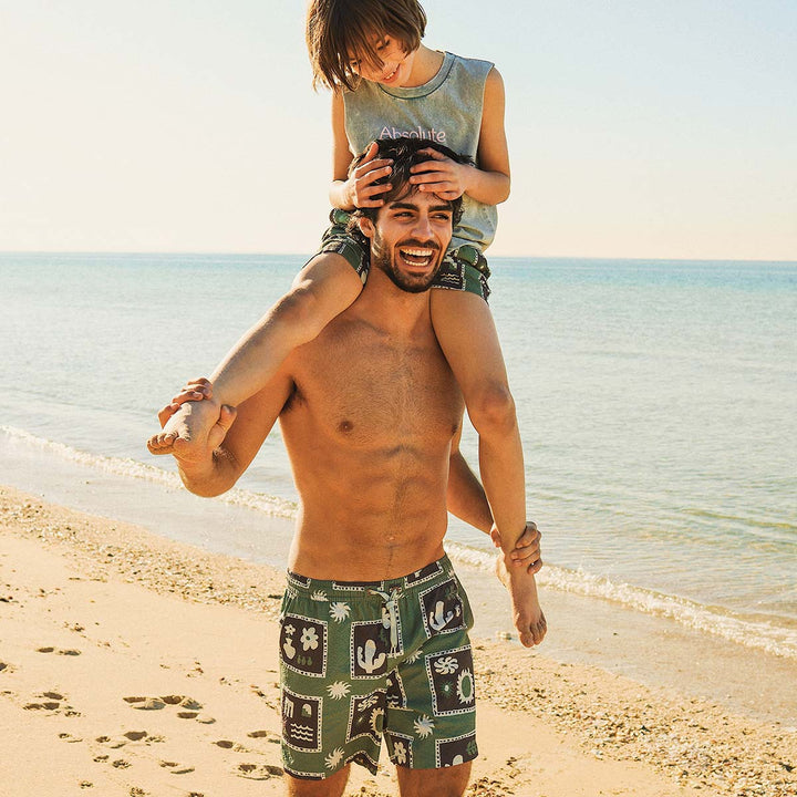 Joshua Tree Boys Seersucker Everyday Day Shorts in Green