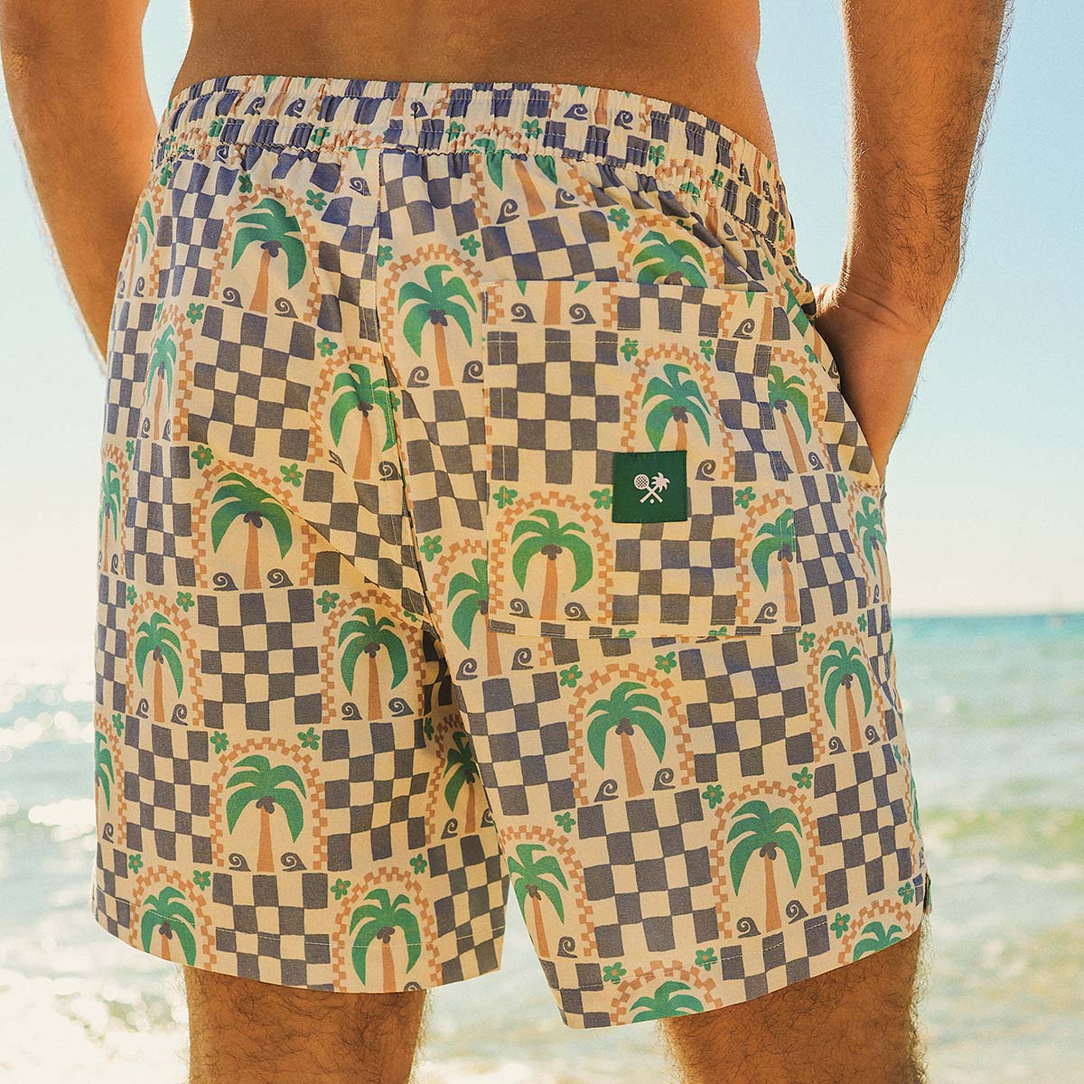Palm Check Party Everyday Shorts in White