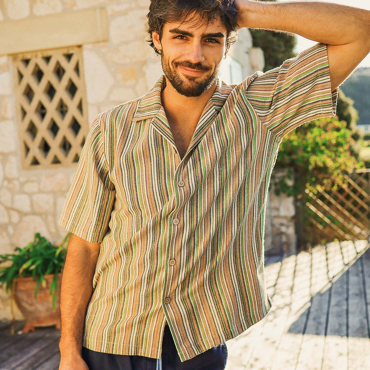 Grandpa's Couch Holiday Shirt in Multi Stripe