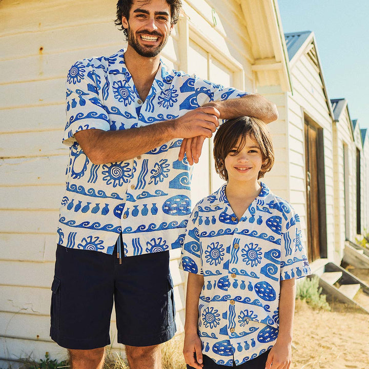 Greek Yoghurt Boys Holiday Shirt in White