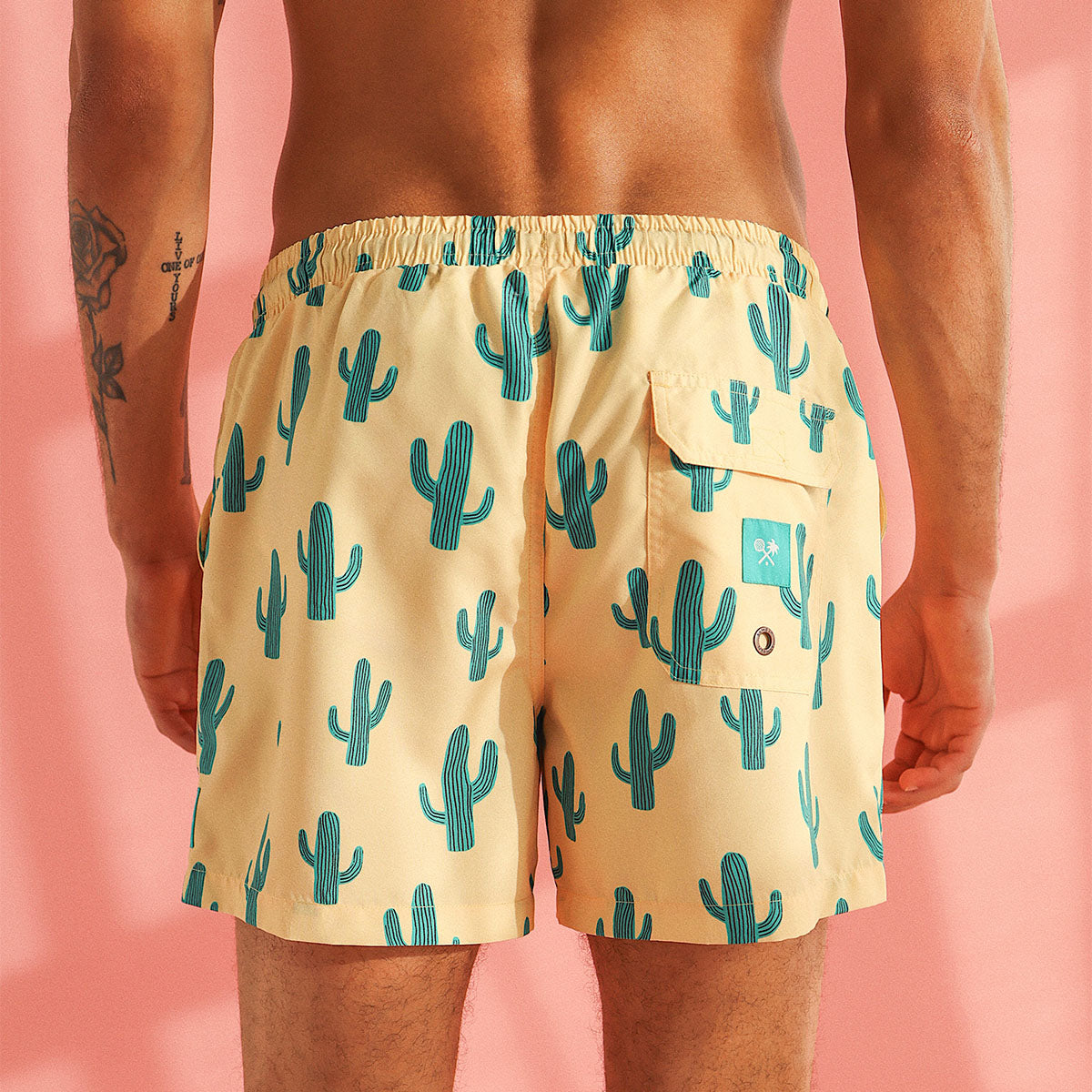 Cactus Jack Mens Swim Shorts in Yellow