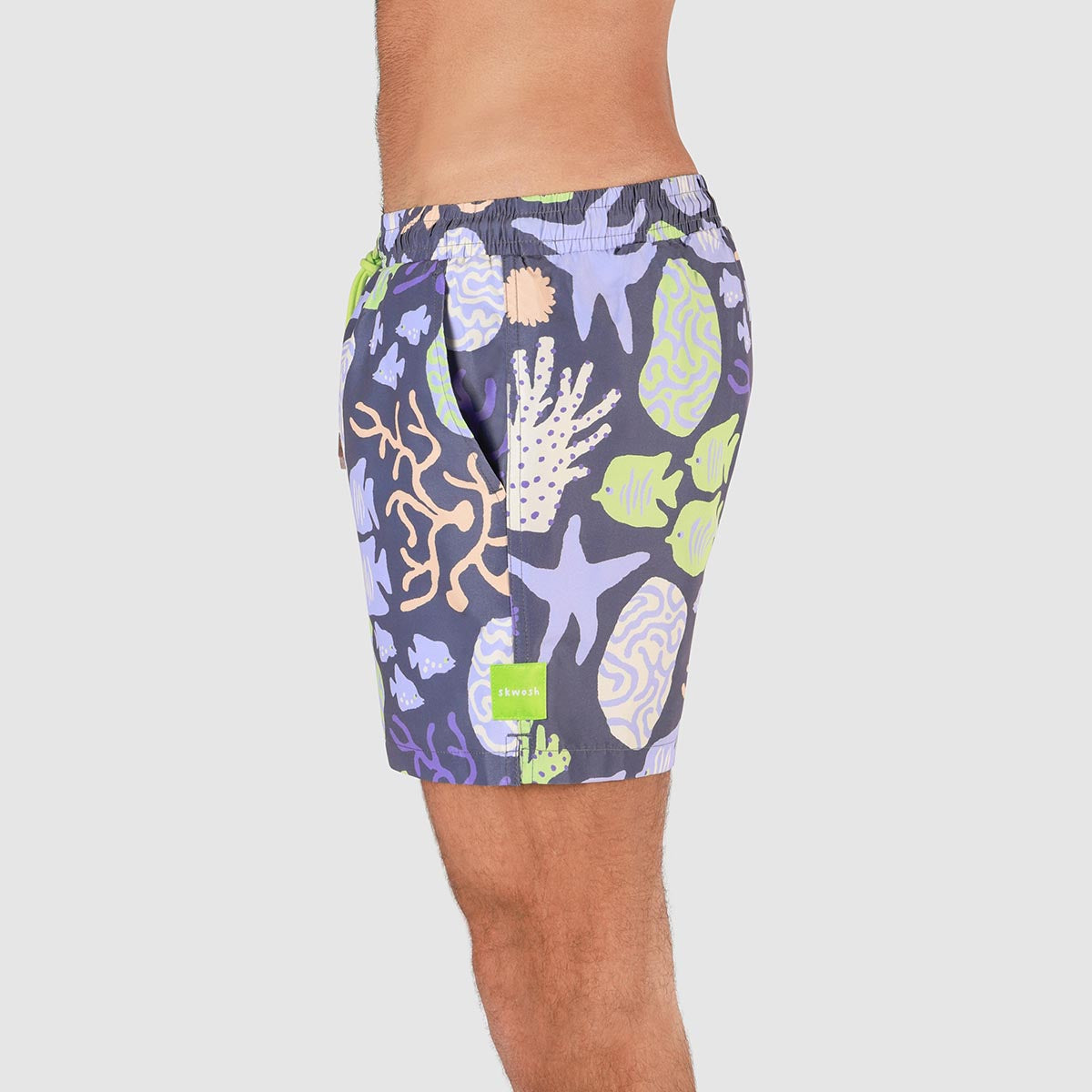Coral Chaos Mens Swim Shorts in Charcoal