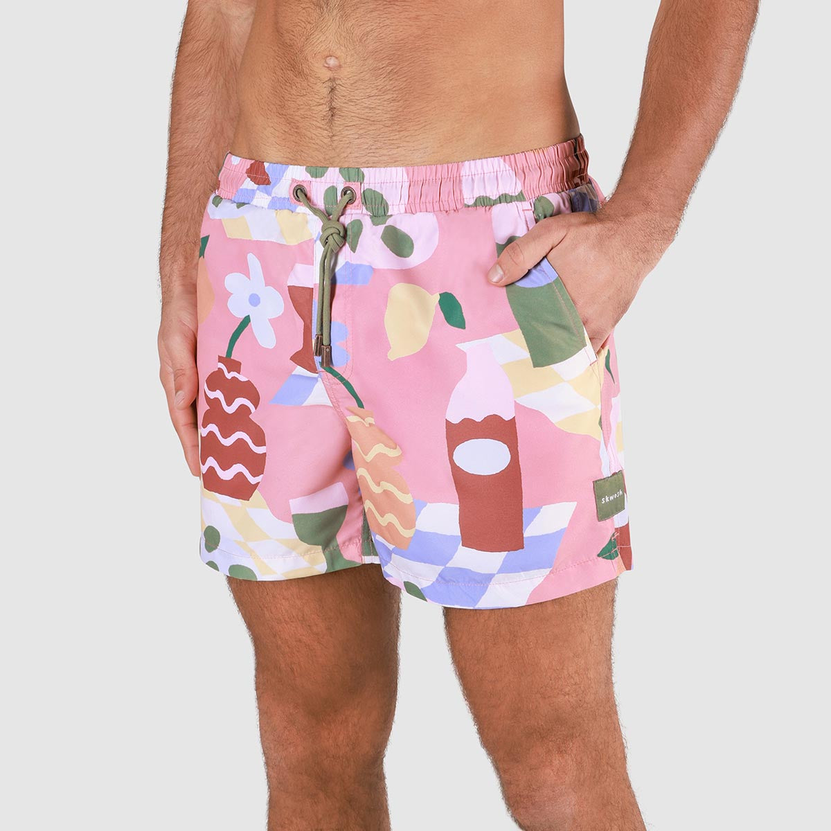 Olive You Mens Swim Shorts in Pink