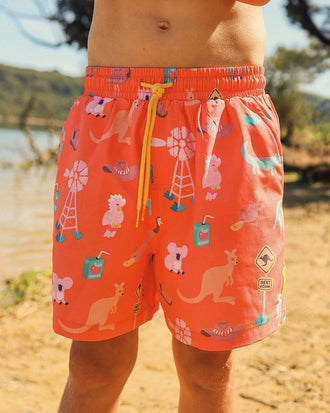 Outback Jack Boys Swim Shorts in Rust