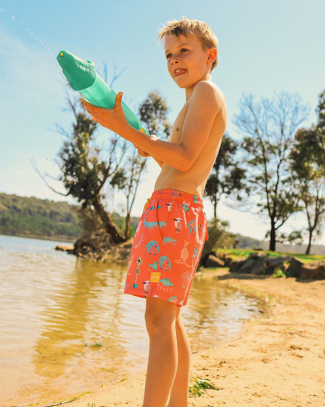 Outback Jack Boys Swim Shorts in Rust