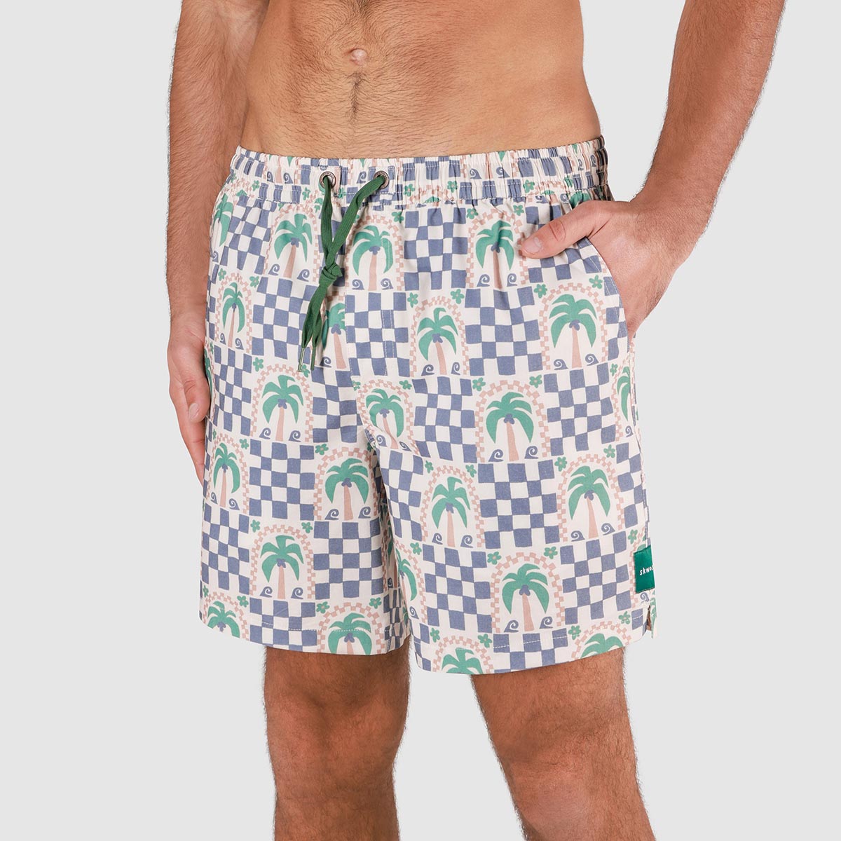 Palm Check Party Everyday Shorts in White