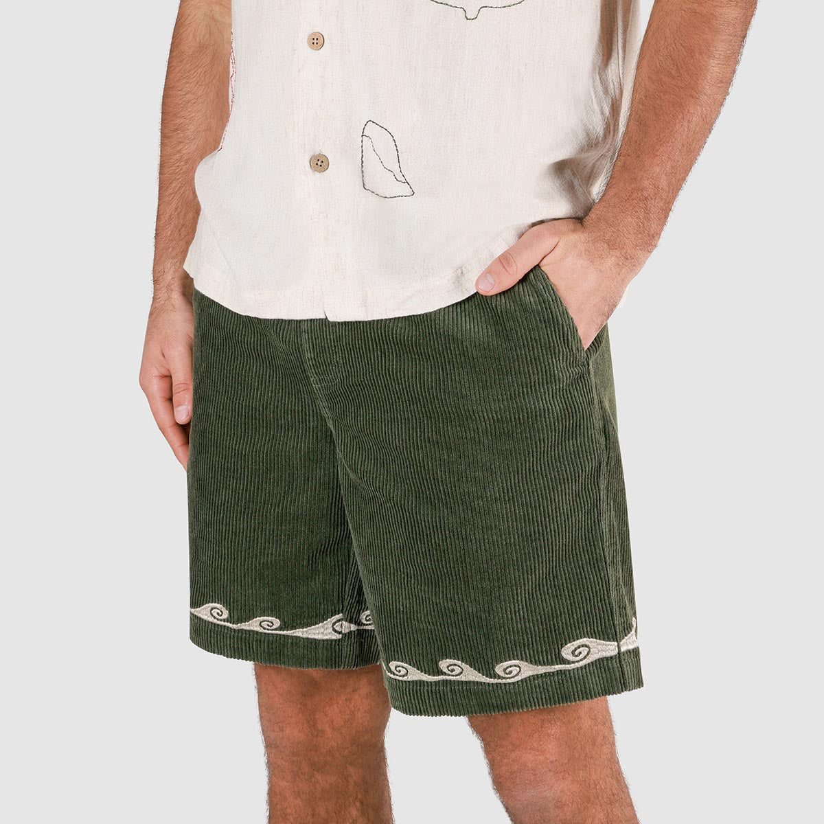 Cord Shorts in Olive