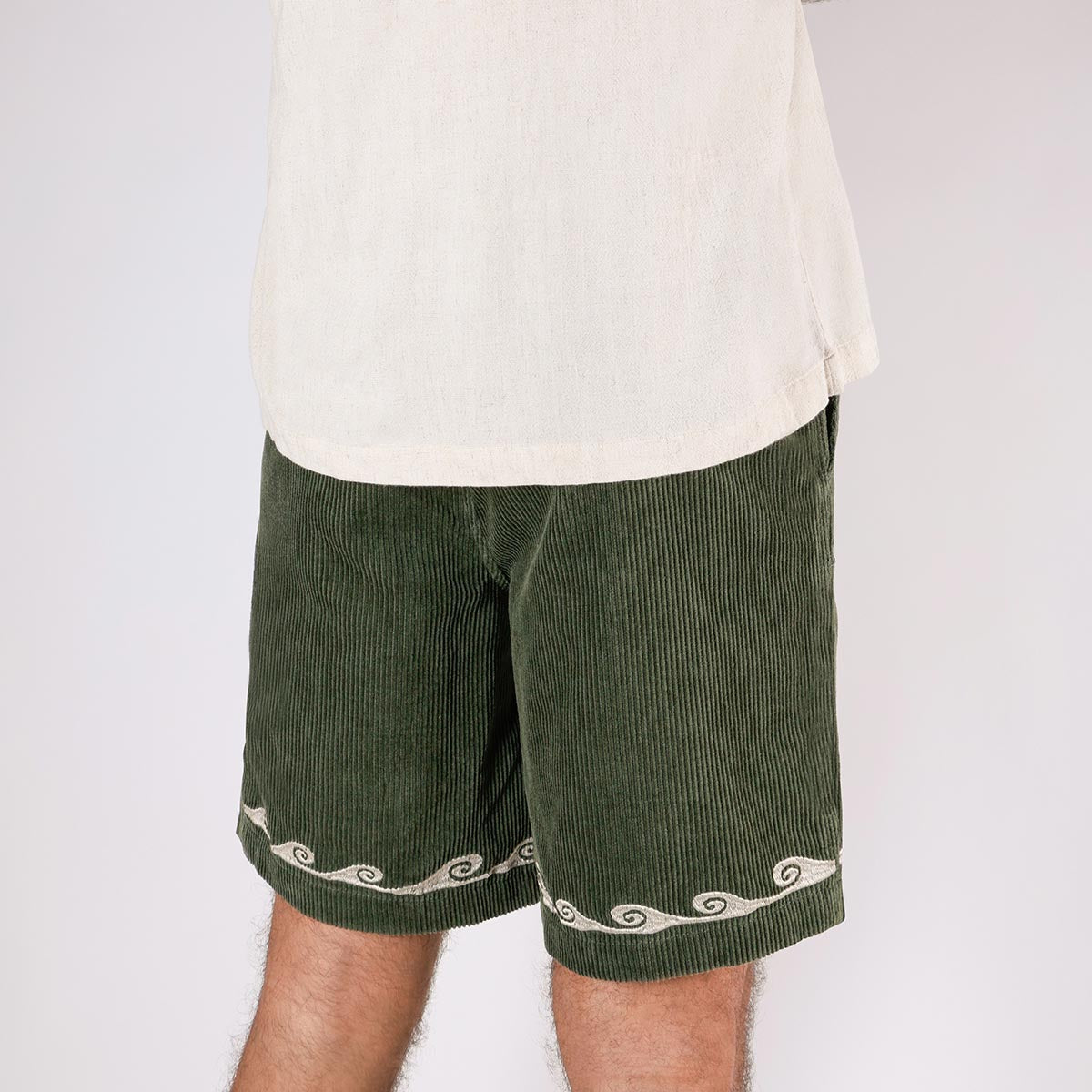 Cord Shorts in Olive