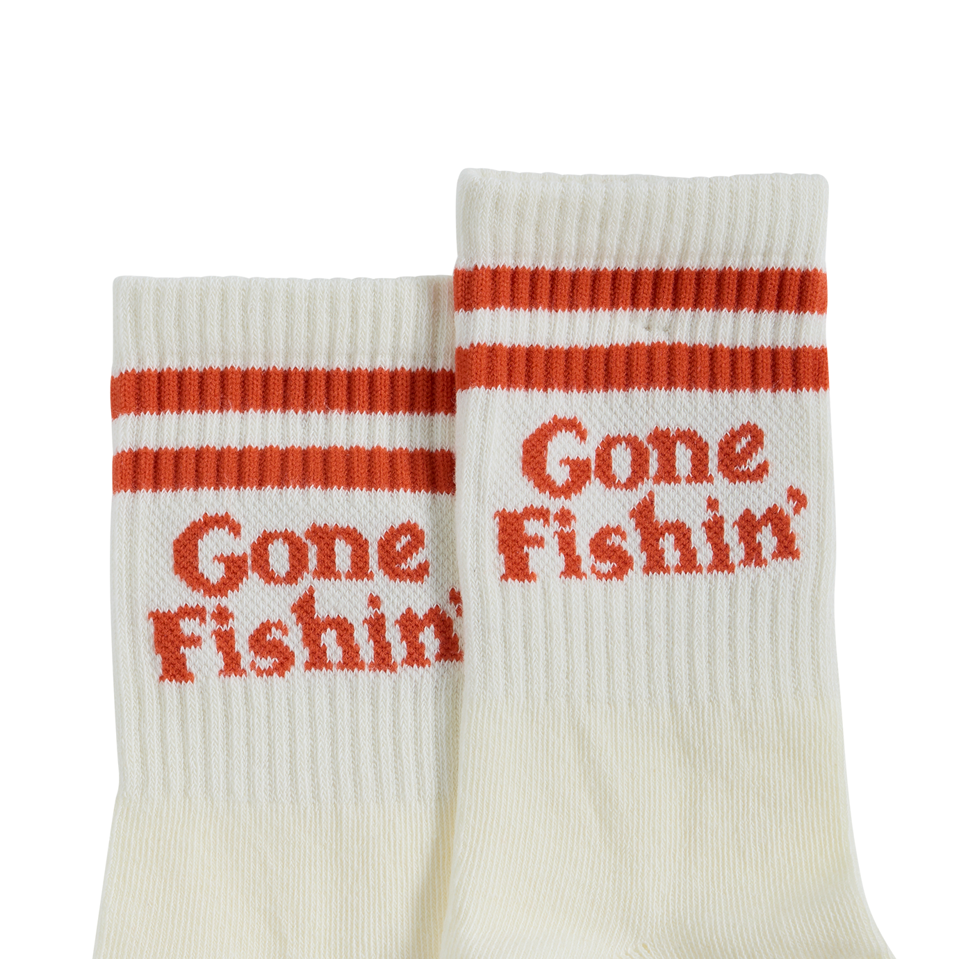 Gone Fishin' Kids Socks in Red Stripe