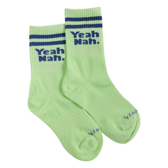 Yeah Nah Kids Socks in Lime