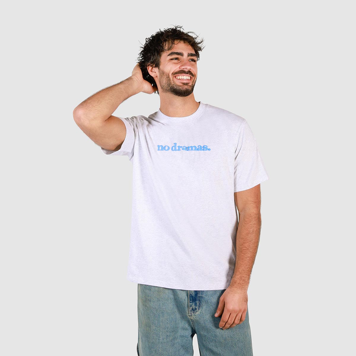 No Dramas Slang Tee in Snow Marl