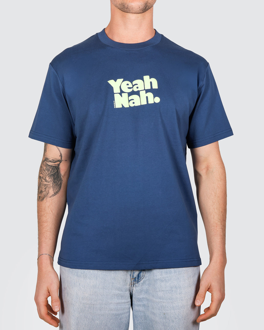 Yeah Nah Slang Tee in Navy