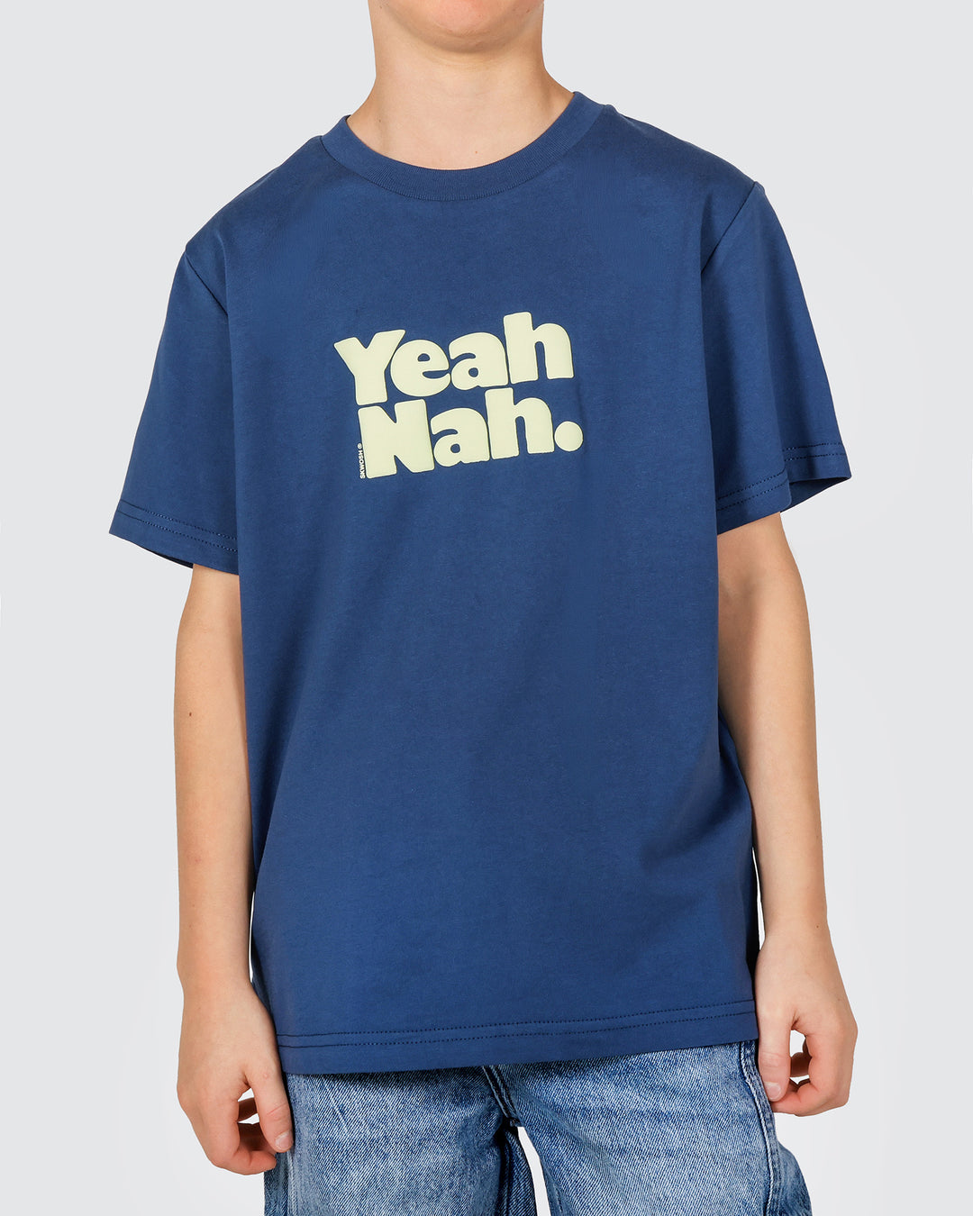 Yeah Nah Boys Regular Tee in Navy
