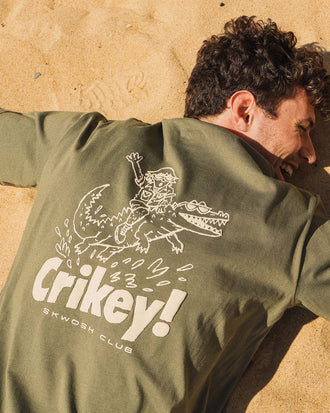 Crikey Men's Graphic Tee in Khaki