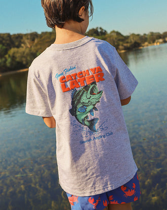 Catch Ya Boys Back Print Tee in Stone