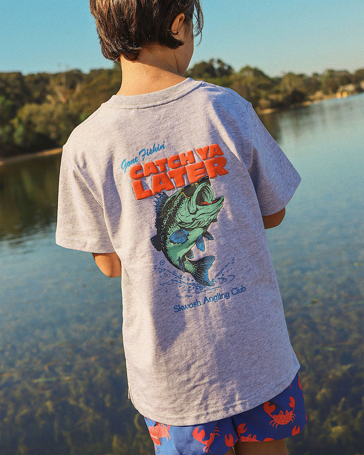 Catch Ya Boys Back Print Tee in Stone