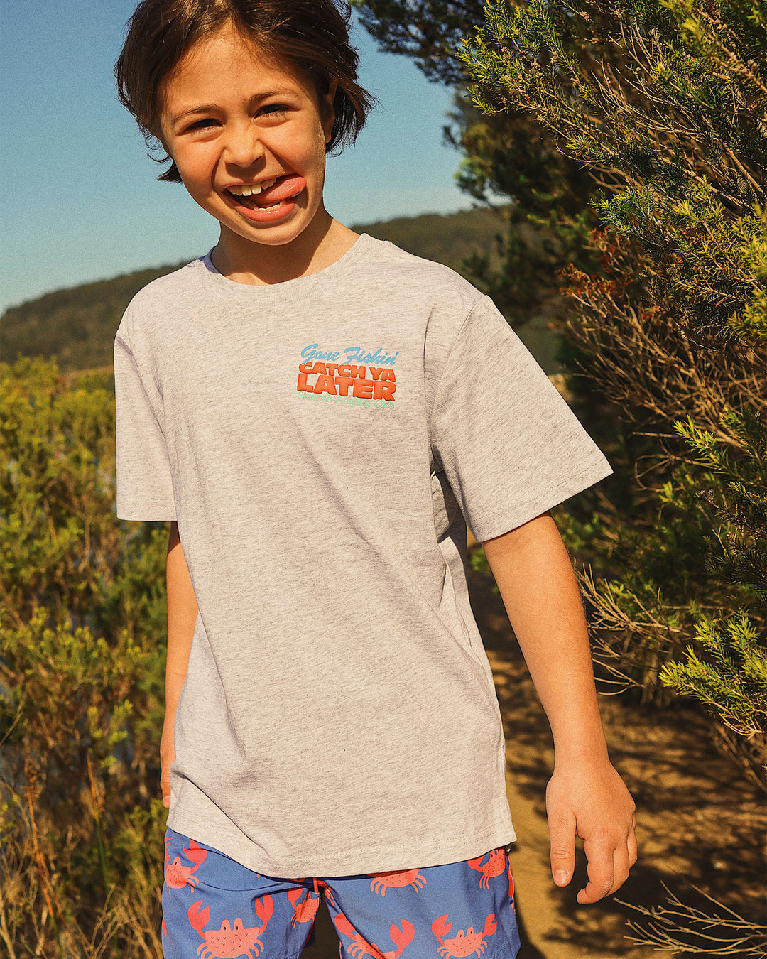 Catch Ya Boys Back Print Tee in Stone