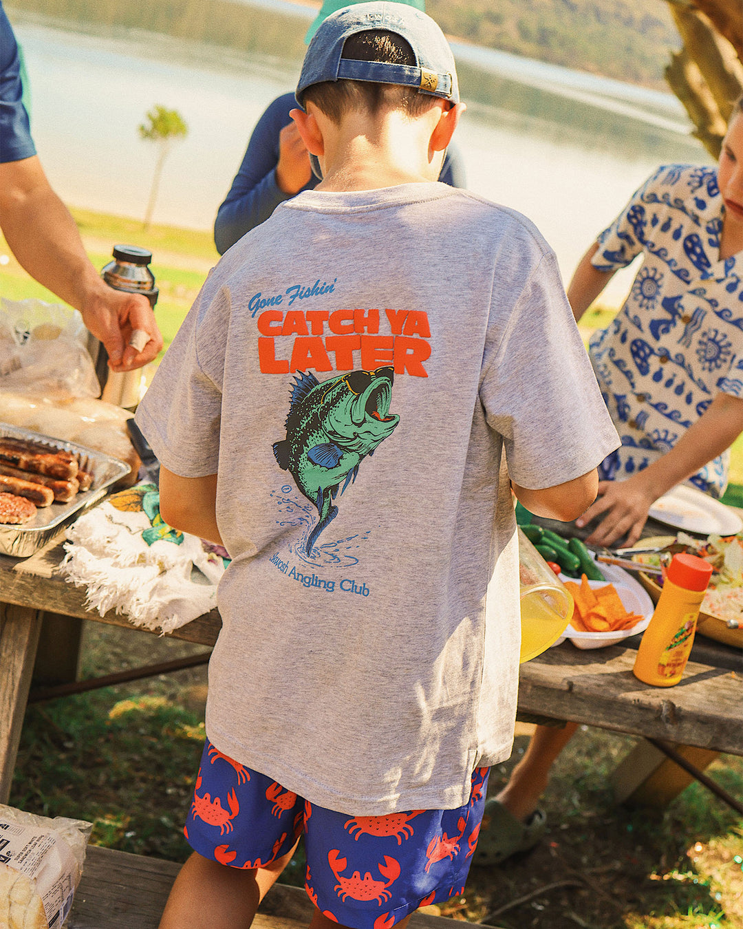 Catch Ya Boys Back Print Tee in Stone