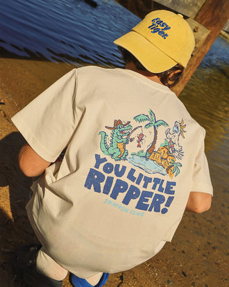 G'day Boys Back Print Tee in Taupe