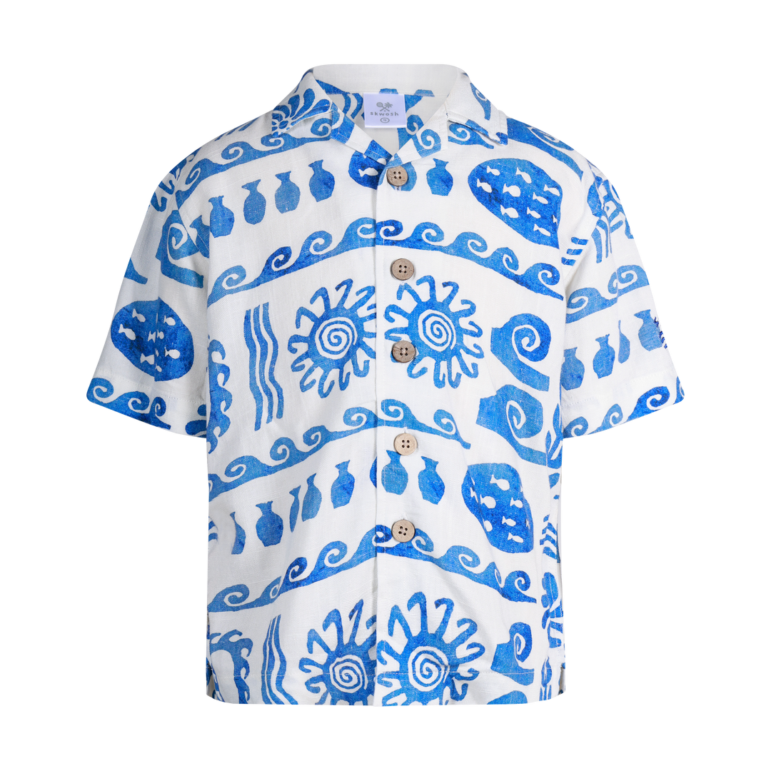 Greek Yoghurt Boys Holiday Shirt in White