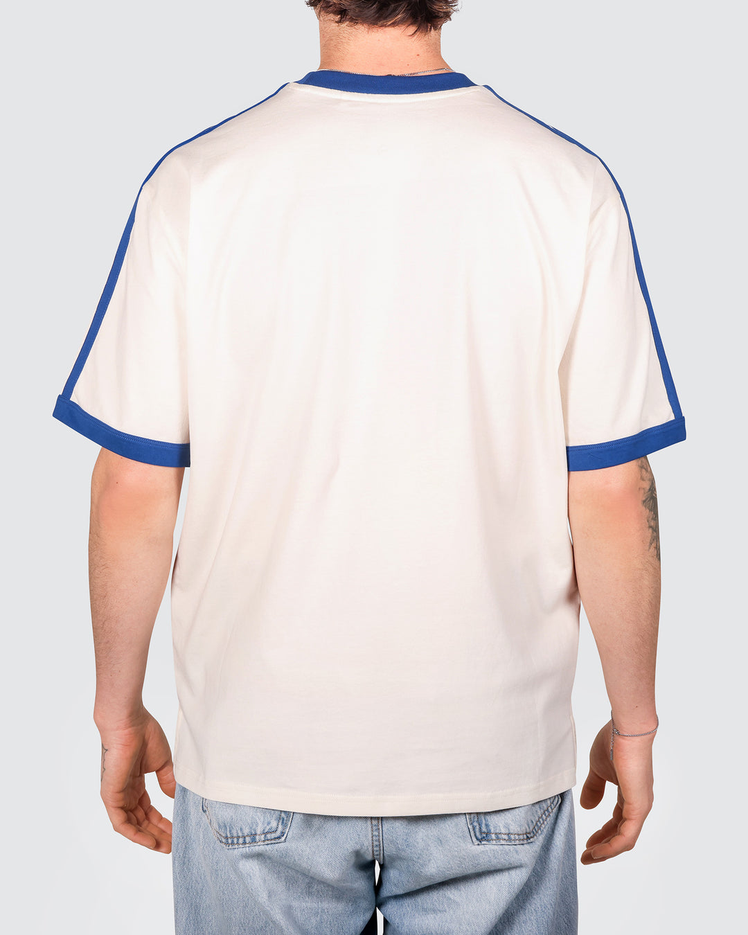 Gone Fishin Boxy Ringer Tee in Off White
