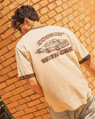 Cookin with Gas Men's Boxy Ringer Tee in Cream