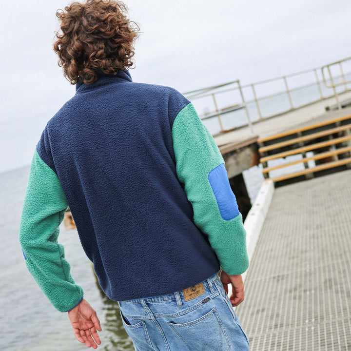 Skwosh Polar Fleece Utility Jacket in Green/Blue