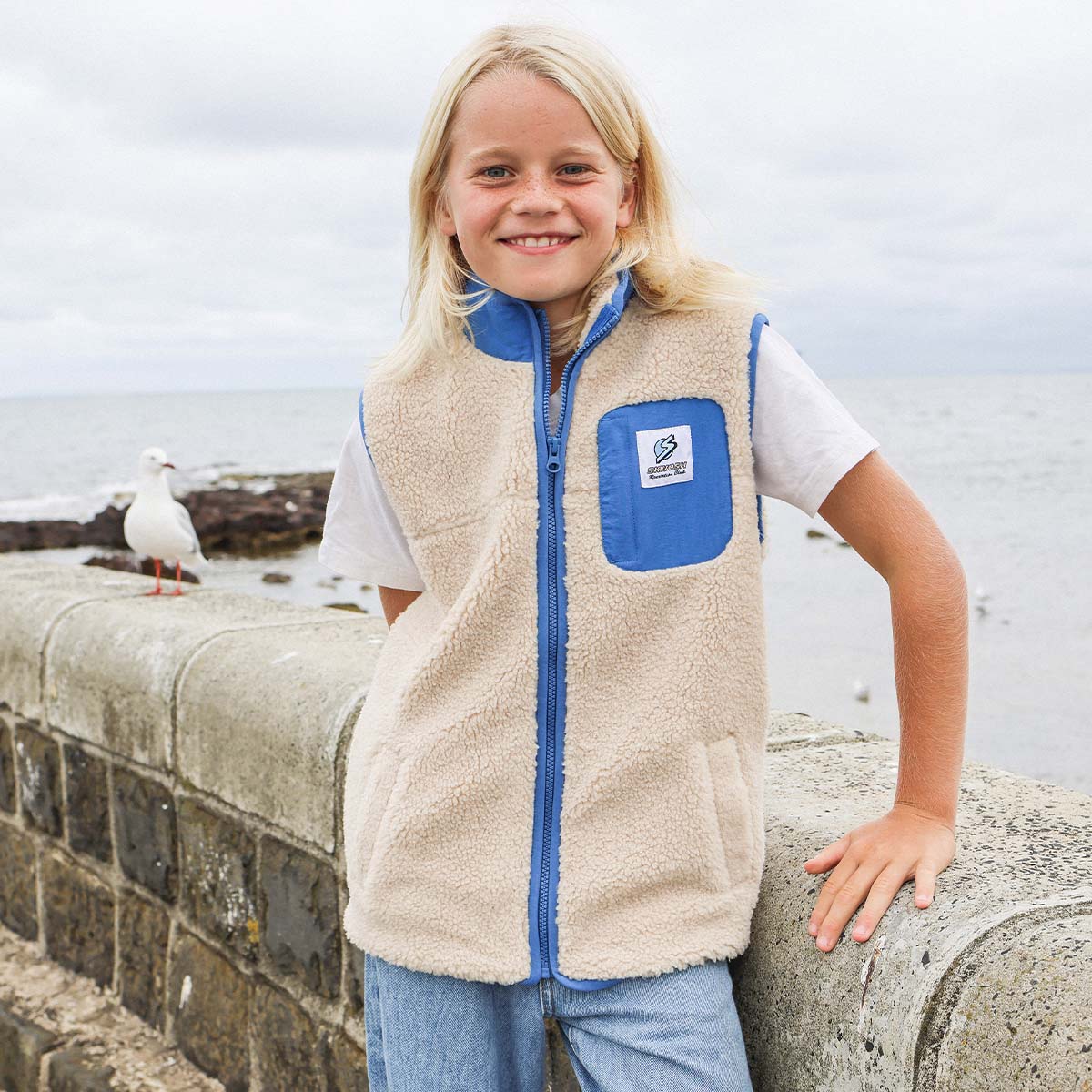 Skwosh Kids Sherpa Vest in Natural