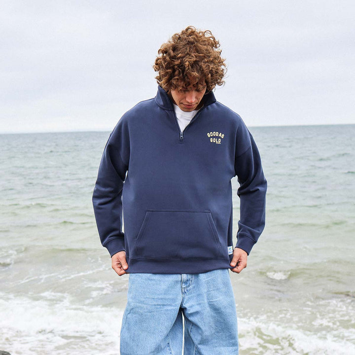 Good As Gold Half Zip Sweat in Navy