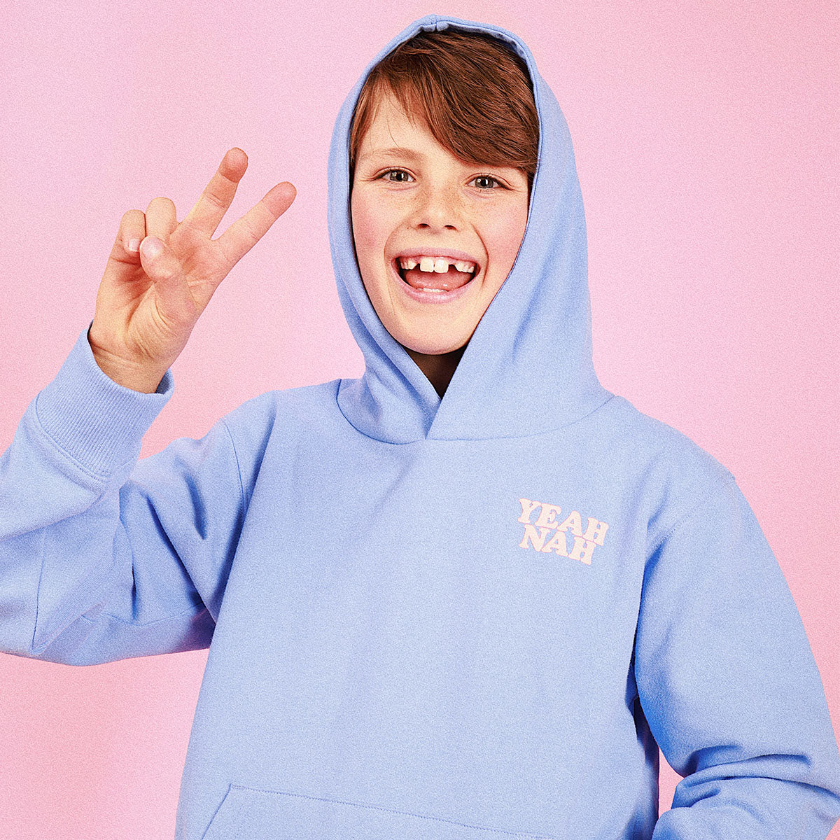Yeah Nah Kids Slang Hoodie in Blue