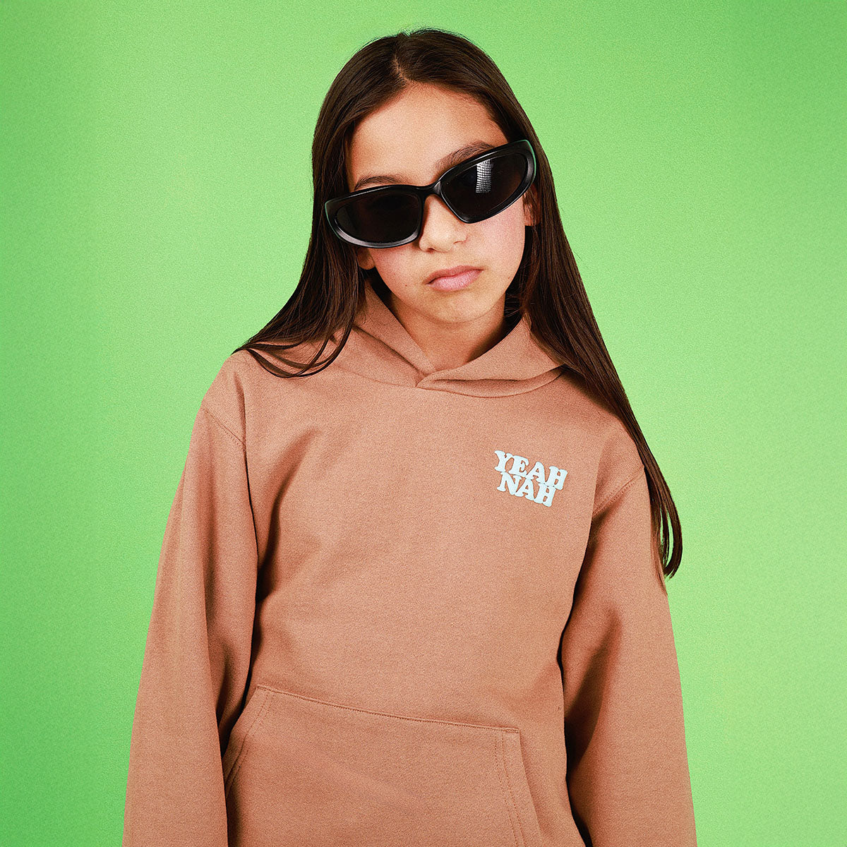 Yeah Nah Kids Slang Hoodie in Mocha