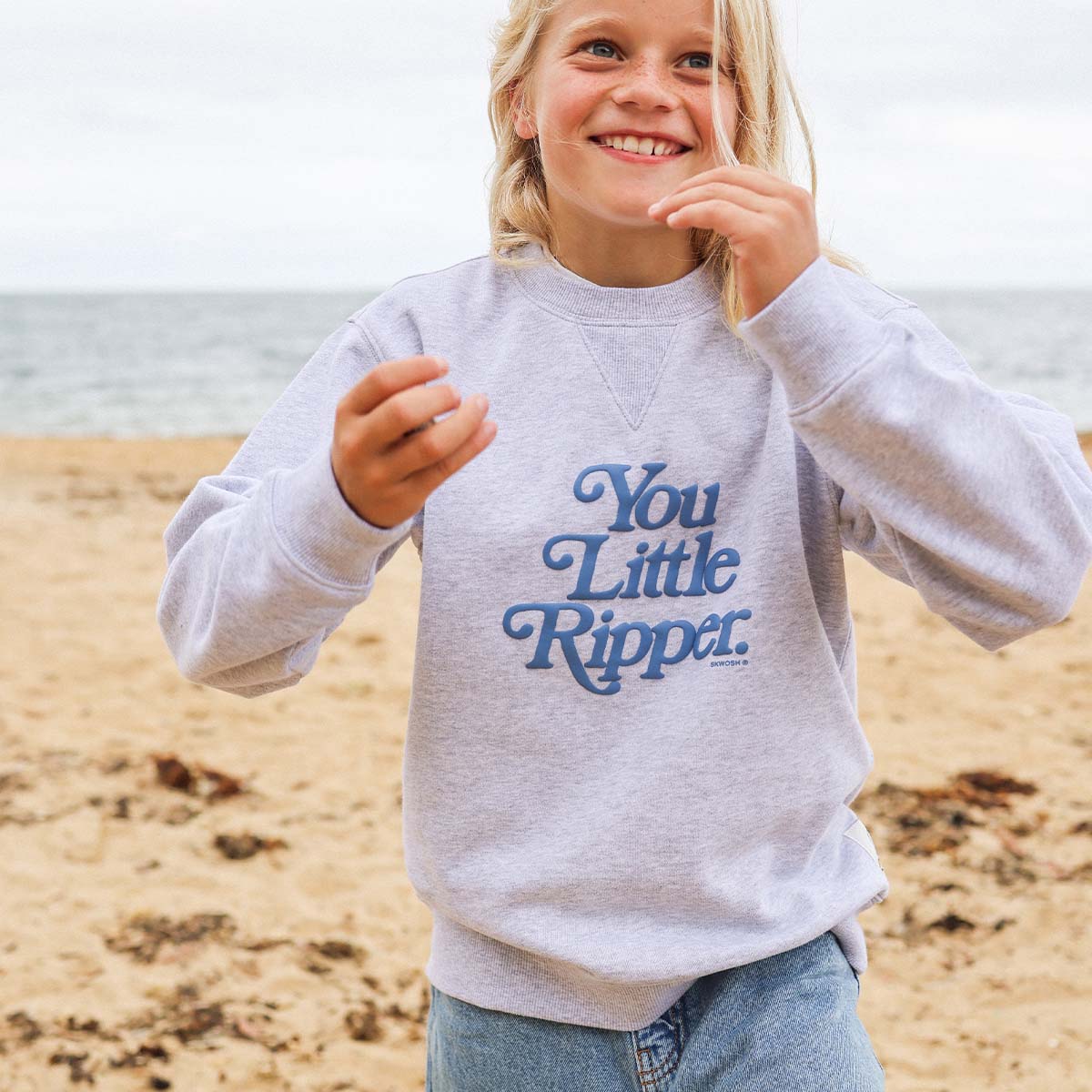 You Little Ripper Kids Crew Neck Sweat in Grey Marle