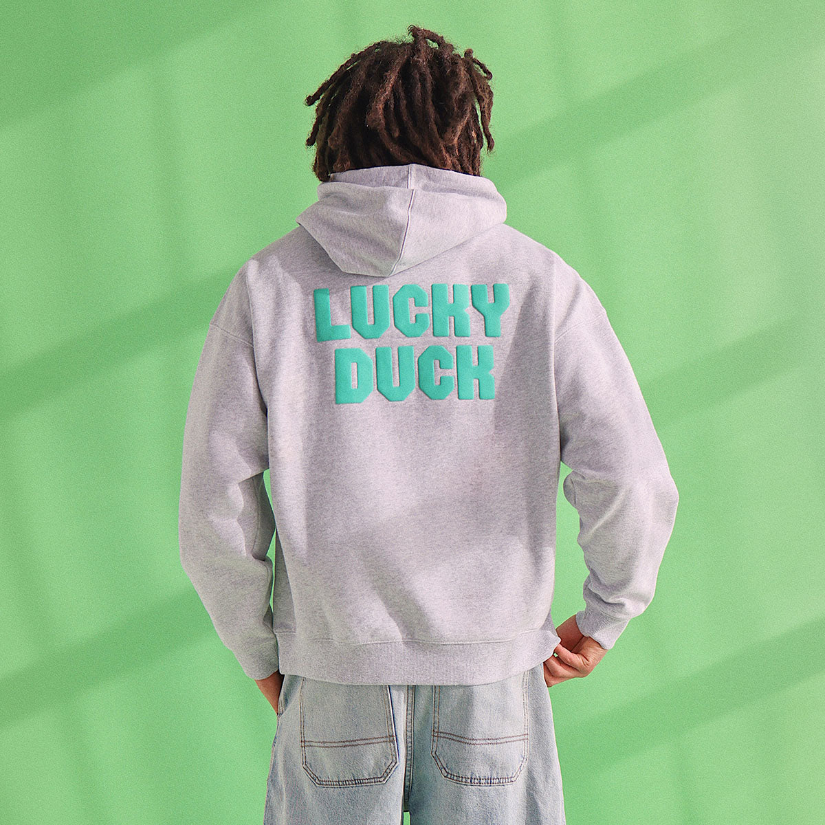 Lucky Duck Slang Hoodie In Snow Marle