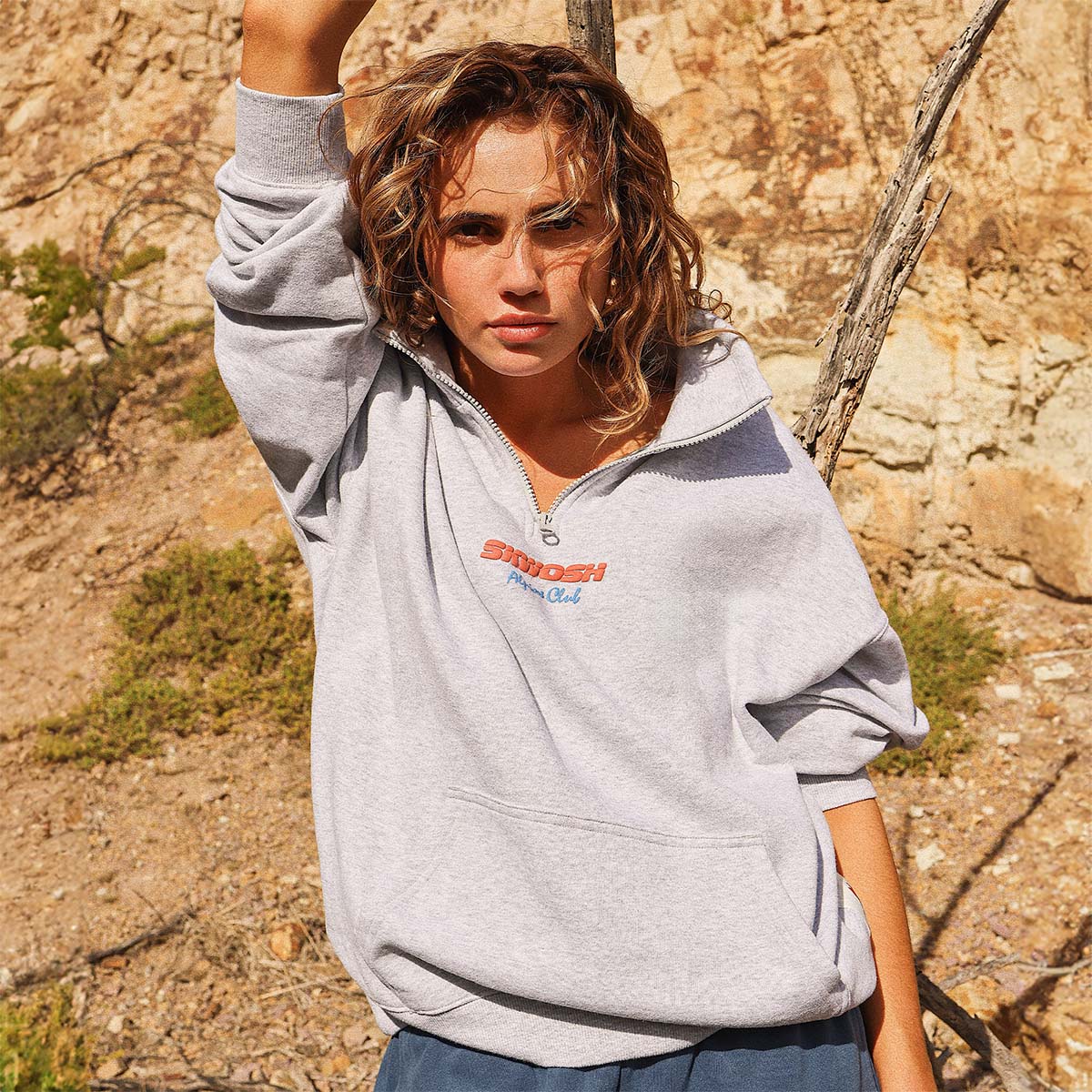 Alpine Club Half Zip Sweat in Grey