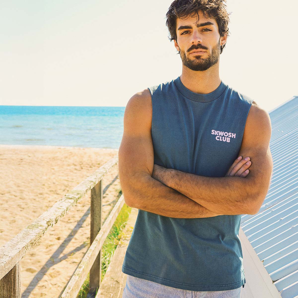 Tool in the Shed Slang Muscle Tank in Navy