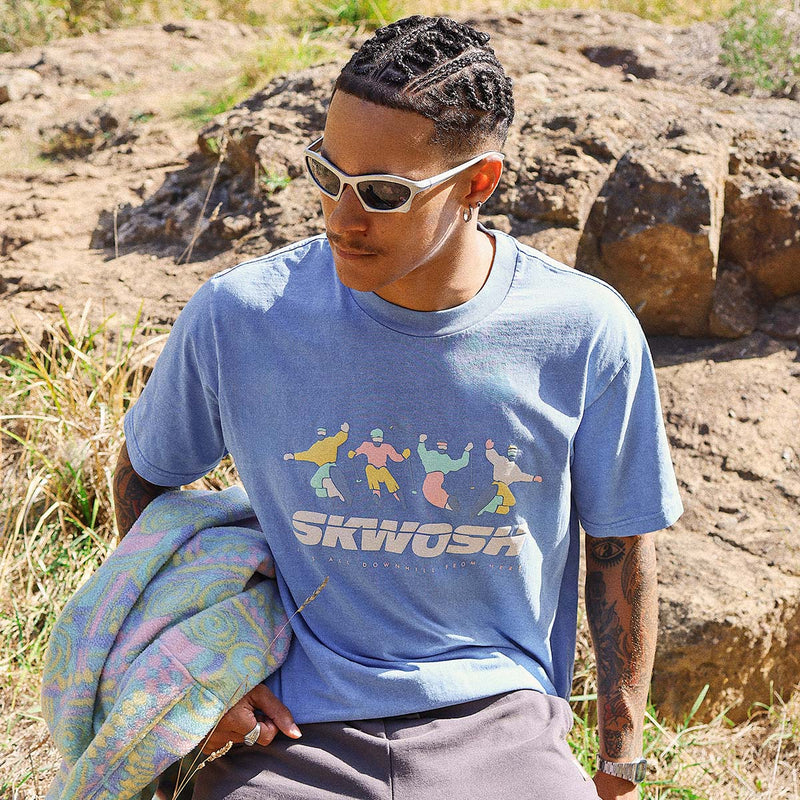 All Downhill Regular Tee In Dusty Blue