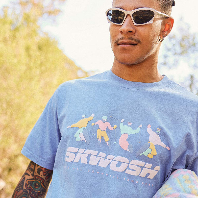 All Downhill Regular Tee In Dusty Blue